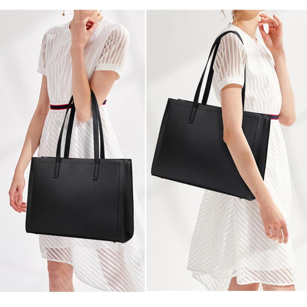 Risuppi Recruitment Groß A4 Solide Formell Pendler Business Jobsuche Tragetasche Schlicht Perfekt für Job Job Business Schulter Schwarz Damentasche, Kapazität,