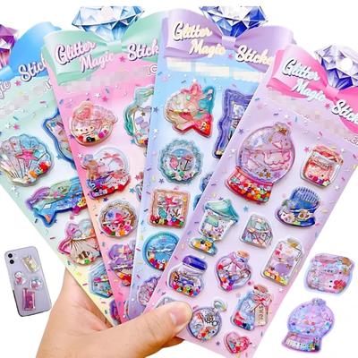 Shaka Shaka PVC Water Stickers with Plump Capsule Dreamy Princess Exquisite Diary Encouragement Planner Water Smartphone Stationery Decoration Puffy,