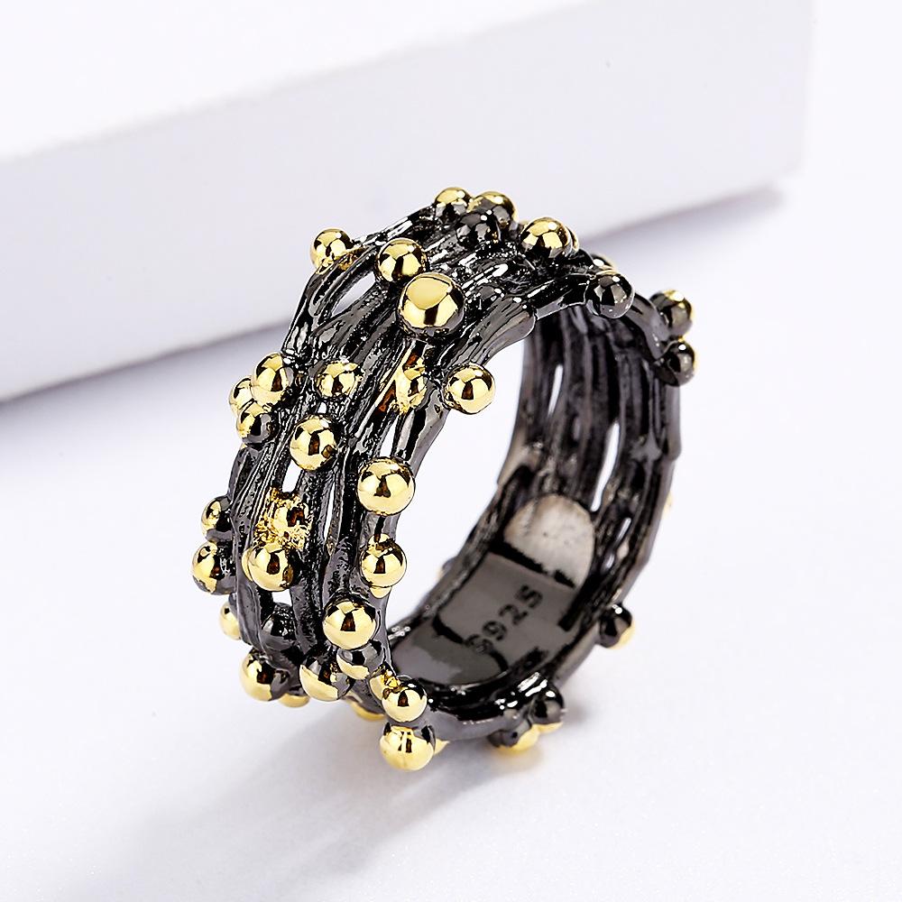 

Высококачественное уникальное ювелирное изделие Кольцо в горошек из черного золота Женский многослойный модный набор Кольцо для свадебной вечеринки Подарок 8