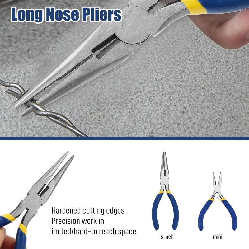 7pcs Pliers Set with Groove Joint, Long Nose, Slip Joint, Linesman, and Diagonal Pliers for DIY & Home Use (Blue)