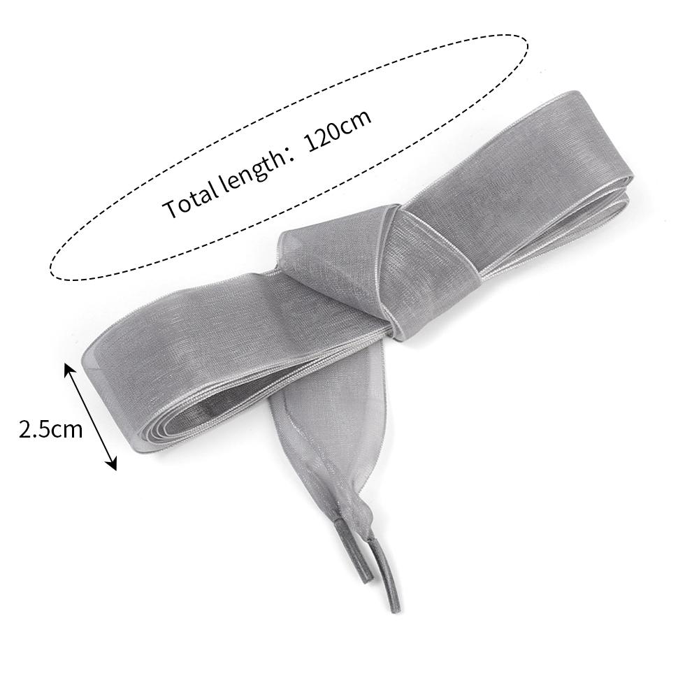 

1Pair 2.5cm Widened Transparent Chiffon Organza Shoelaces 120cm Length Bowknot Beauty Sneaker Sport Shoes White Shoes Laces серый