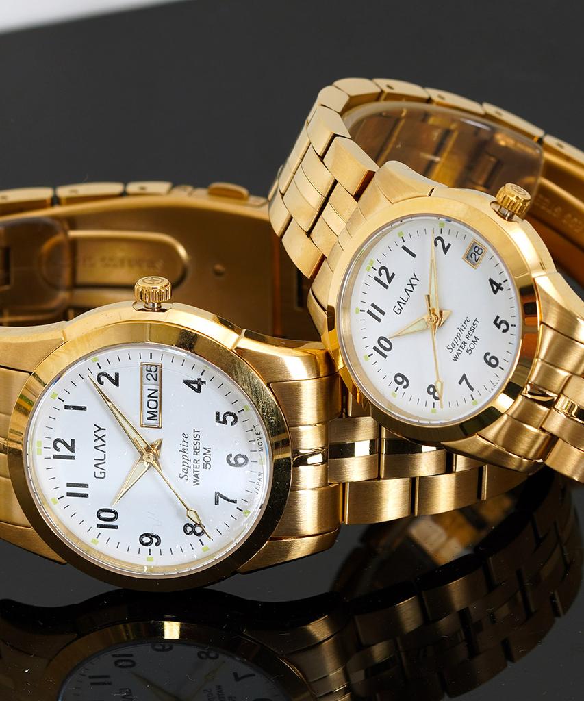 Gaelleogsi 5 Atm Women'S Gold Color Numeral Index Metal Wristwatch Qa9012Fc-1