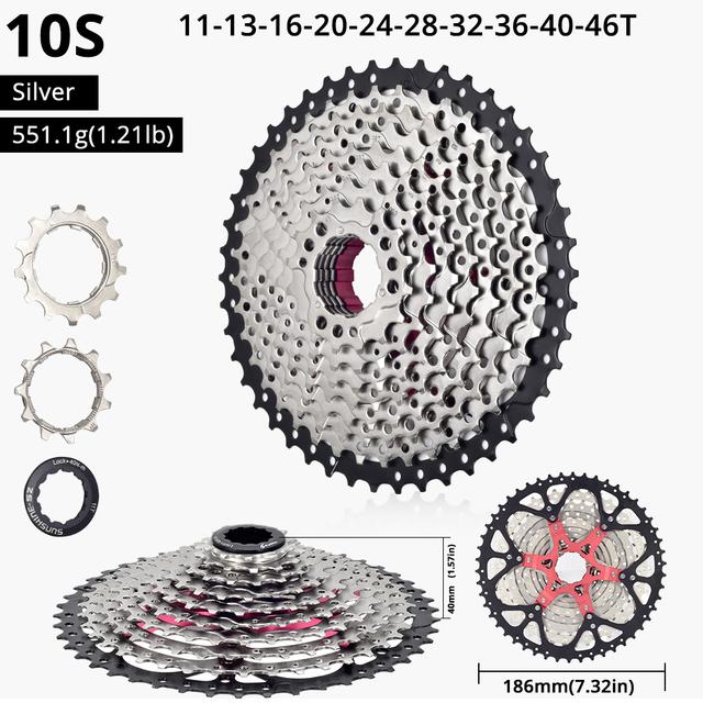 SWTXO Fahrradkassette 12 11 10 9-Gang-MTB-Ratsche HG 8 V 9 V 11 V 12 V 10 V Mountainbike-Kettenrad 32/36/40/42/46/50T