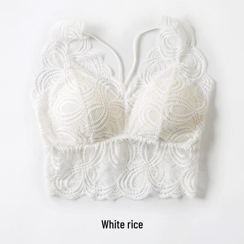 

Стильный кружевной бюстгальтер без бюстгальтера с V-образным вырезом и толстой подкладкой на груди One Size