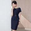 Toluoman Women's Navy Short Sleeve Business Suit Set