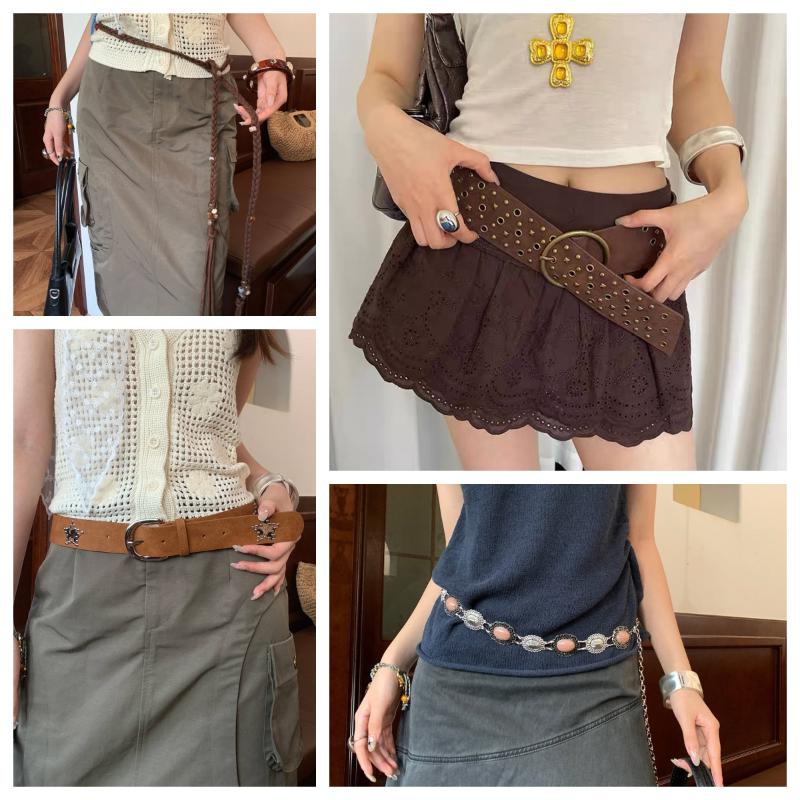 Retro Bohemian Floral Waist Rope Rose Jeans Decor Dress Waist Chain Skirt Accessories Ethnic Style Bead Waist Belt For Women