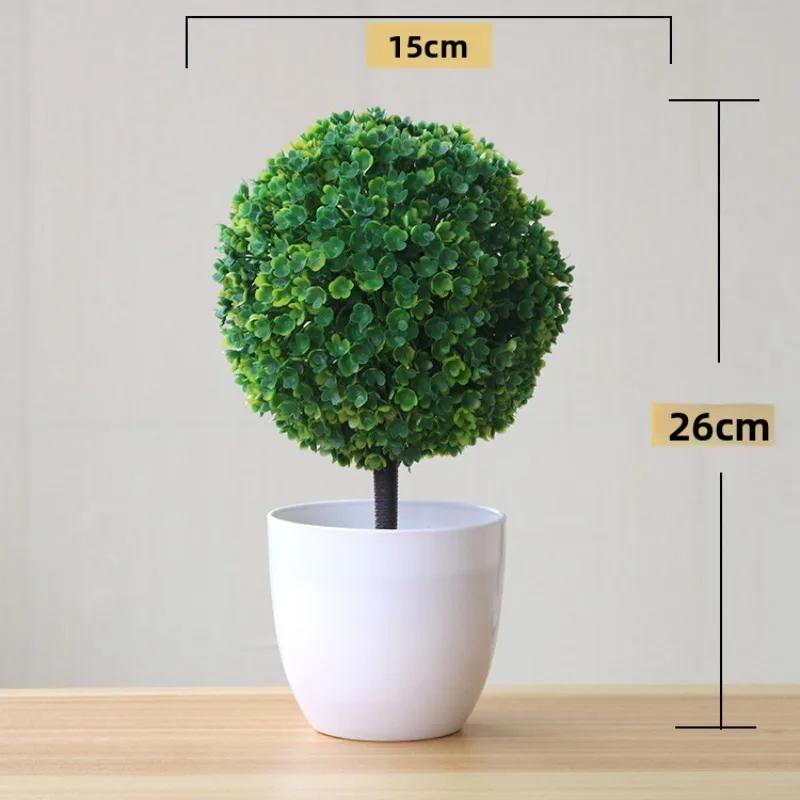 Small Artificial Potted Trees, Plastic Green Plants for Home Garden Decor, Indoor Outdoor Table Centerpieces for Hotel Party