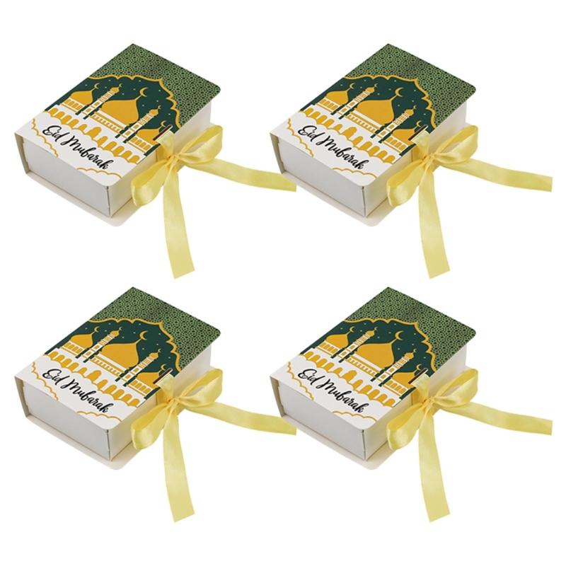 50Pieces Book Shape Eid Candy Boxes 5x3.5x1.5Inch Party Treat Boxes Candy Cookie Bags For Candies And Cookie Packaging