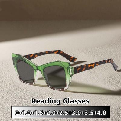 Wszechstronne okulary przeciwsłoneczne do czytania Odporne na promieniowanie UV Okulary typu kocie oko na co dzień Podróże Plaża Impreza Spotkania Ozdobne okulary od 0 do +4.0