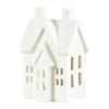 Ceramic House Decor Shape Candle Holder, White Hollow Tea Light Holder Durable Craft Gift Ornament, Artistic Miniature Figurine for Christmas