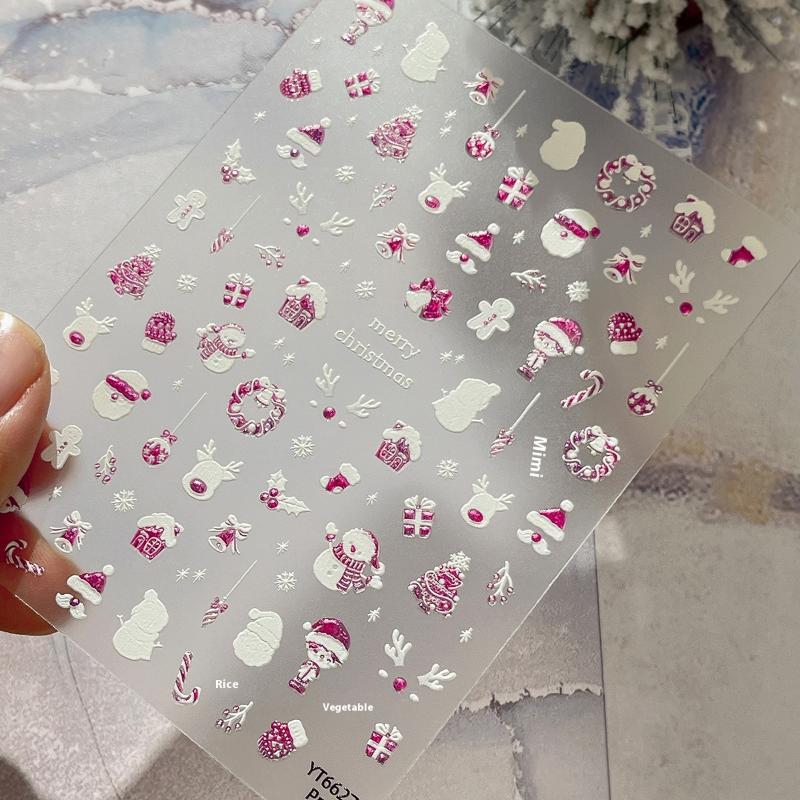 1 Stück Bronzing Weihnachts-Schneeflocken Nagelkunst-Sticker Niedlicher Cartoon Weihnachtsbaum Weihnachtsmann Maniküre Abziehbild DIY Nagelkunst-Dekor