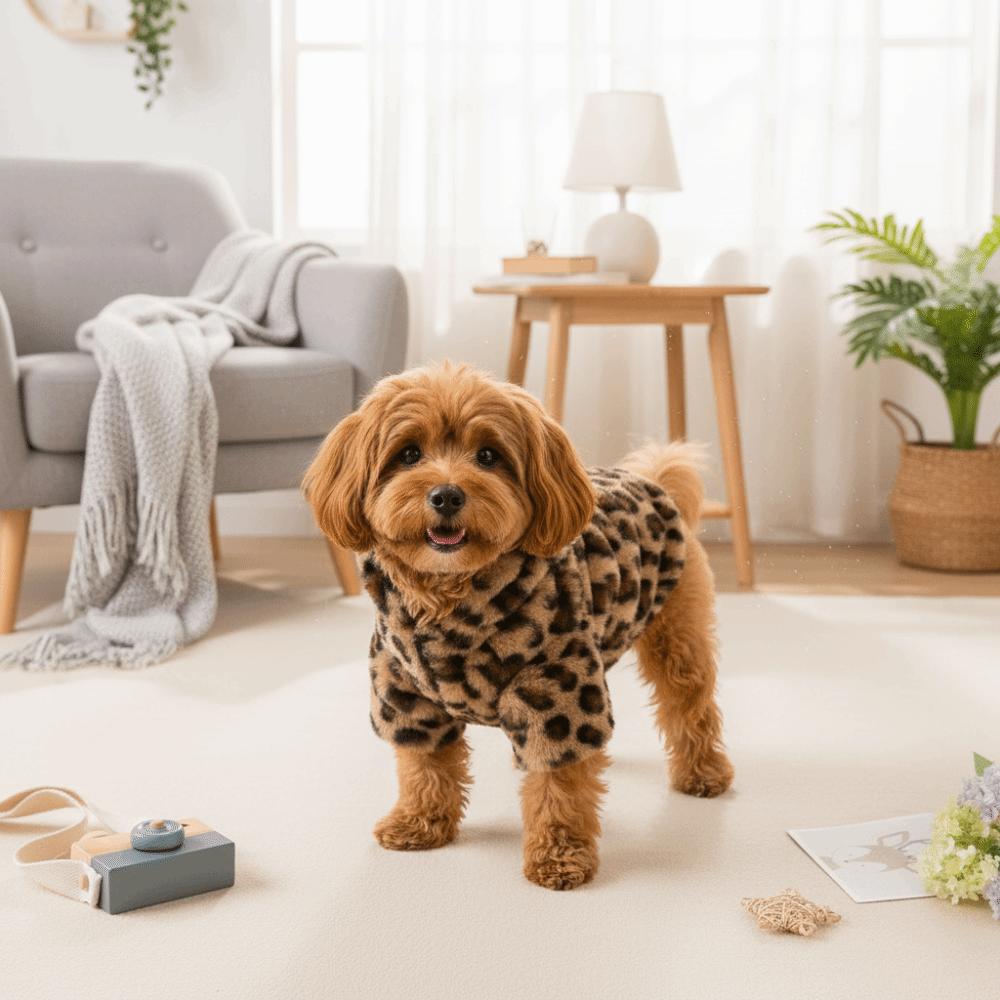 Warm Fleece Dog Clothes Thickened Pet Padded Coat Fashion Pet Hooded Coats  Dog