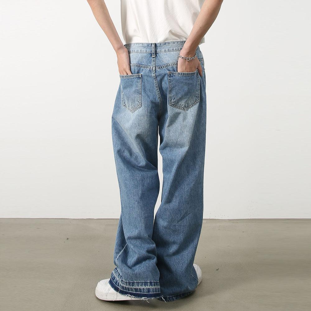 Men‘s Y2K Vintage Casual Wide Leg Jeans Ful Lentgh Baggy Pants Trousers Light Blue Denim Jeans New Streetwear Hip Hop
