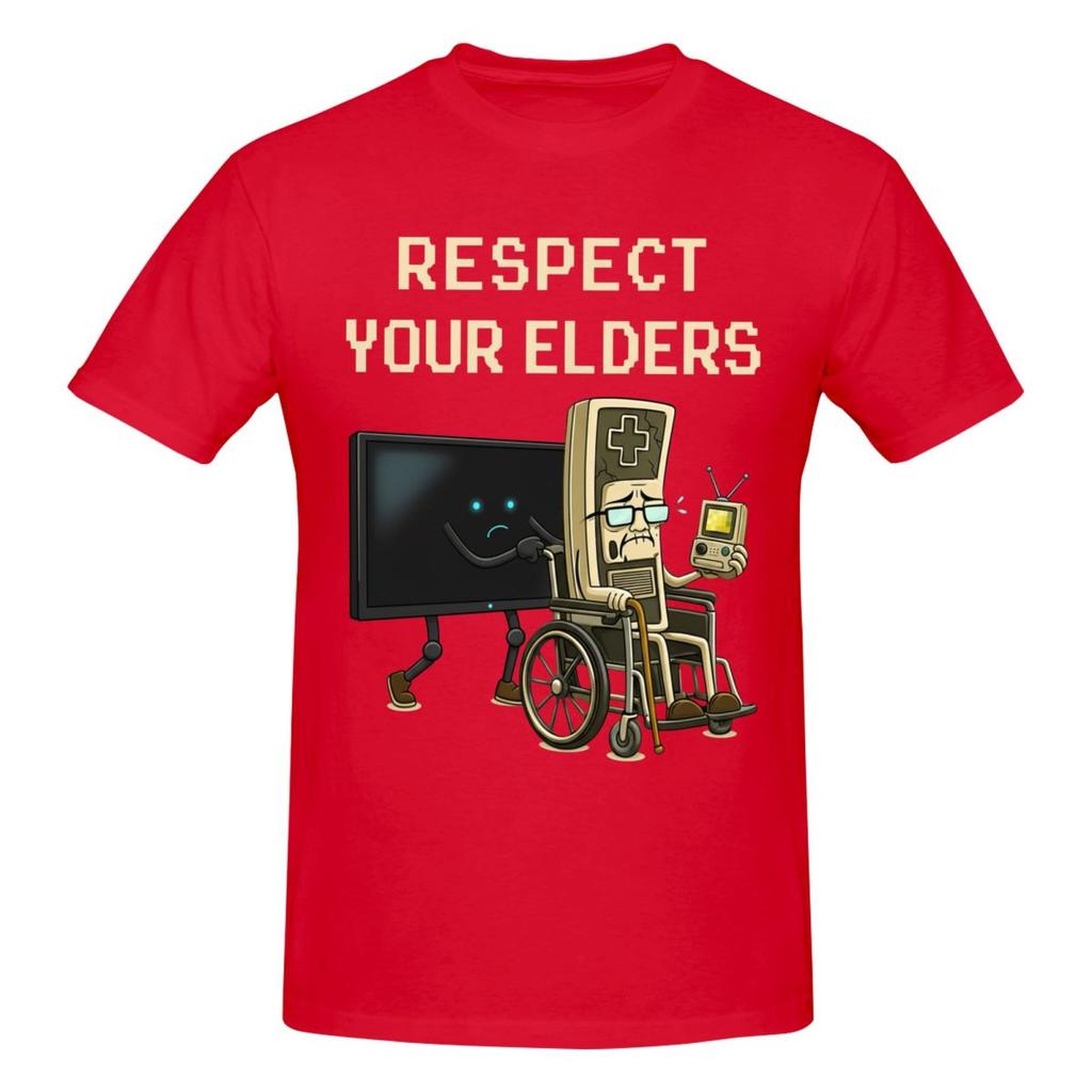 Unisex Respect Your Elders Gaming Control Retro Funny Gamer Retro T Shirt Vintage Big Size Oneck Cotton Sleeve Tshirt