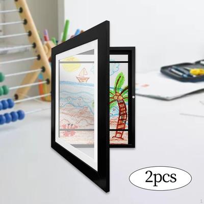 2 Wooden Picture Frames, Glass Front Frame, Card Display, Floating Open for