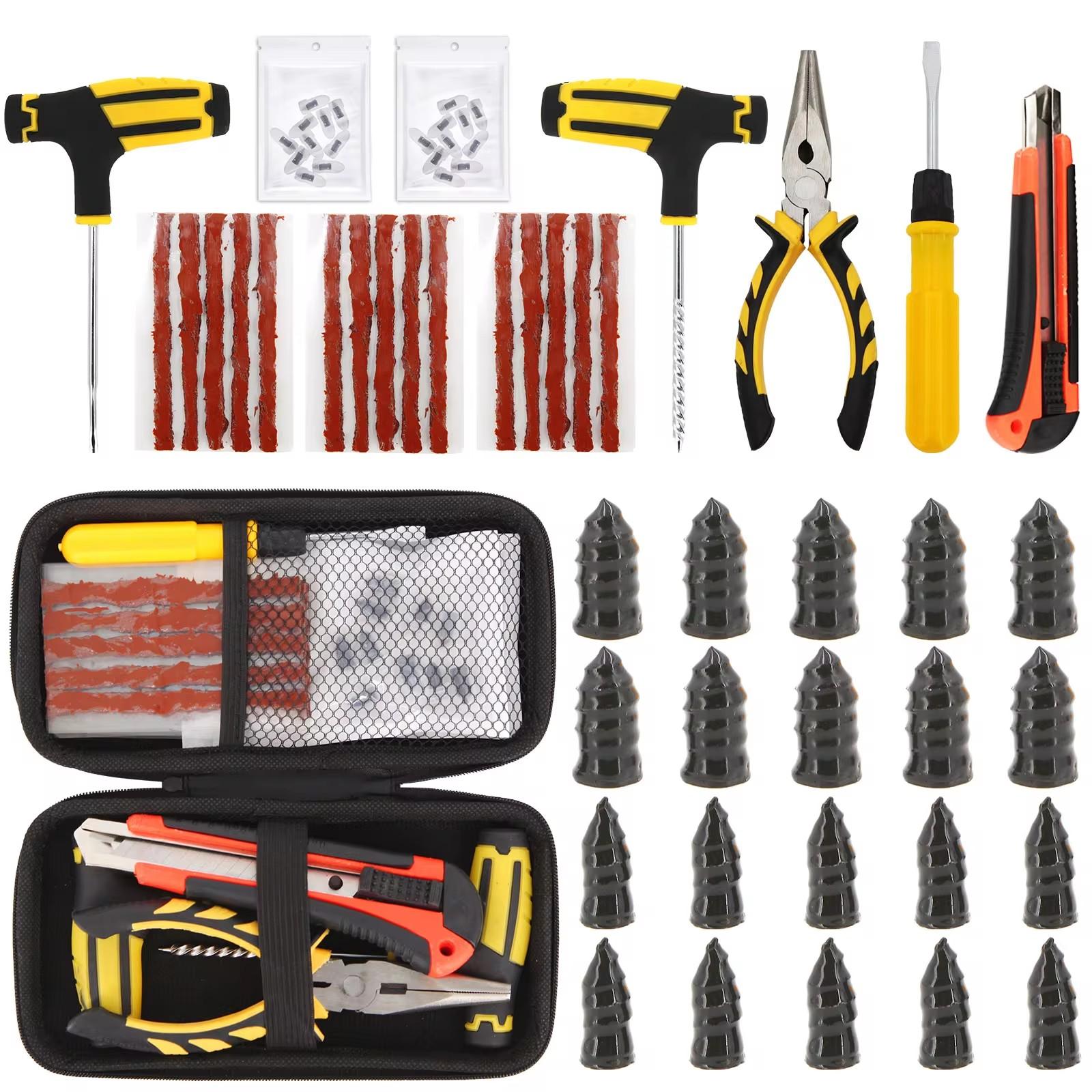 

Car Tire Repair Tool Tire Repair Kit Studding Tool Set With EVA Storage Case Auto Bike Puncture Plug Garage Needle Nose Pliers Small Bag