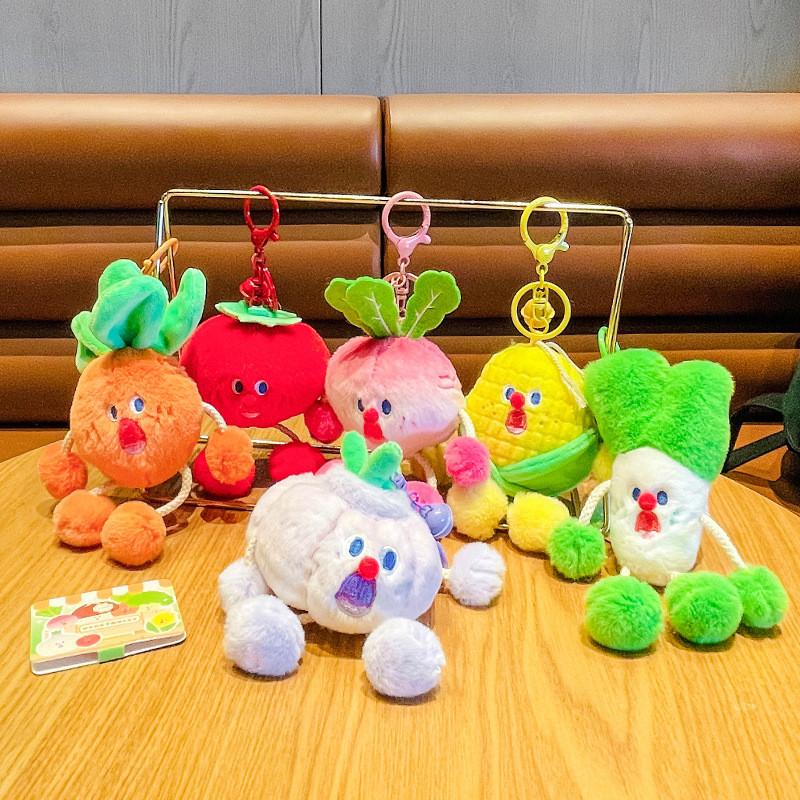 Adorable Plush Vegetable Keychain With Scream Emoji Design For Cute Accessories