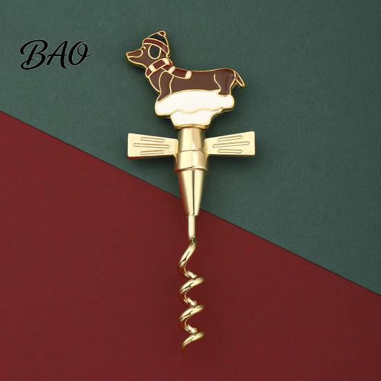Novelty Wine Bottle Opener Zinc Alloy Christmas Opener, Enamel Hat/Gift/Bear/Dachshund Design, Ergonomic Double Wing Handle Corkscrew, Decorative Cork