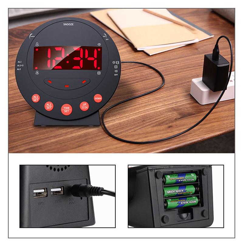 Loud Alarm Clock With Bed Shaker Vibrating Alarm Clock With Flash Light Brightness Adjustable Snooze Dual Alarm Setting Usb