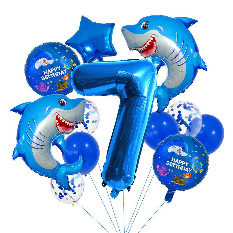 Undersea Ocean Theme Balloon Set Birthday Party Venue Decoration Props Shark Aluminum Film Balloon Bundle