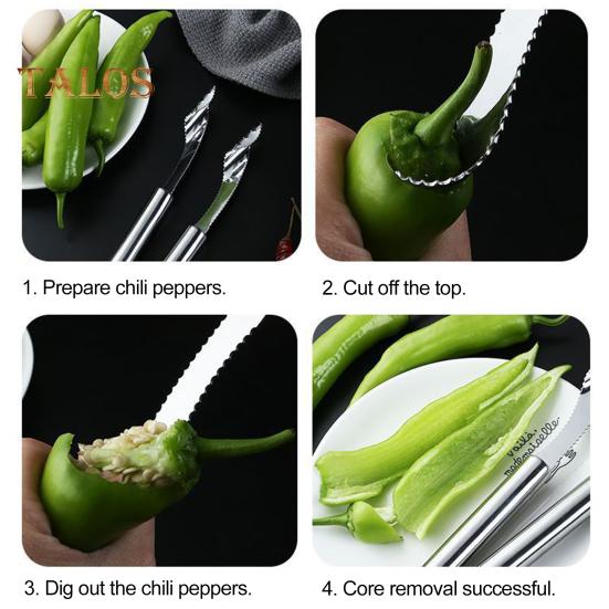 2Pcs Chilli Pepper Core Remover Stainless Steel Sharp Blade Easy Twist Remove Seeds Food Grade Material Kitchen Tool