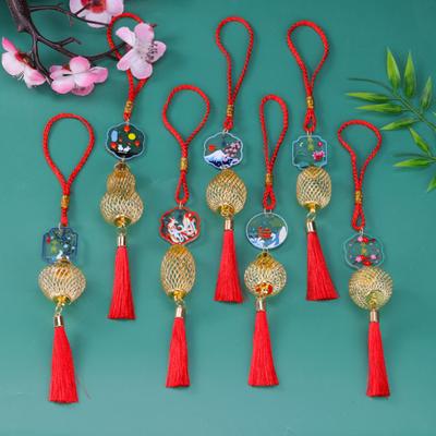 Chinese New Hollow Lantern Ornament Lucky Hanging Year Decoration Mini Golden Tassel Pendant for Wealth Home