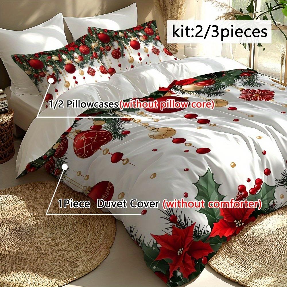 2/3-piece Digital Printed Christmas-themed Bedding Set - Patterns of Santa Claus, Reindeer and Christmas Tree
