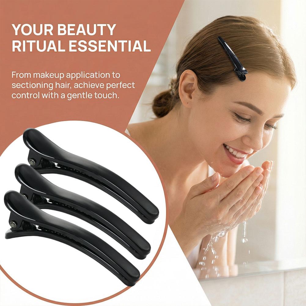 Black Hair Sectioning Clips Professional Salon-Grade Duckbill Clips with Strong Spring, Non-Slip Grip for Styling, Coloring