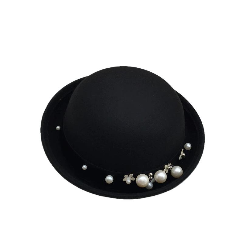 Cappello a cilindro con orecchie da gatto e perle per bambini: Carino Stile Britannico Autunno/Inverno per Ragazzi e Ragazze - Perfetto per Natale e Capodanno