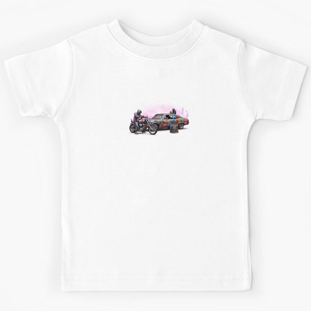 Urban Graffiti Muscle Car and Chopper Bike Art Kids T-Shirt 120