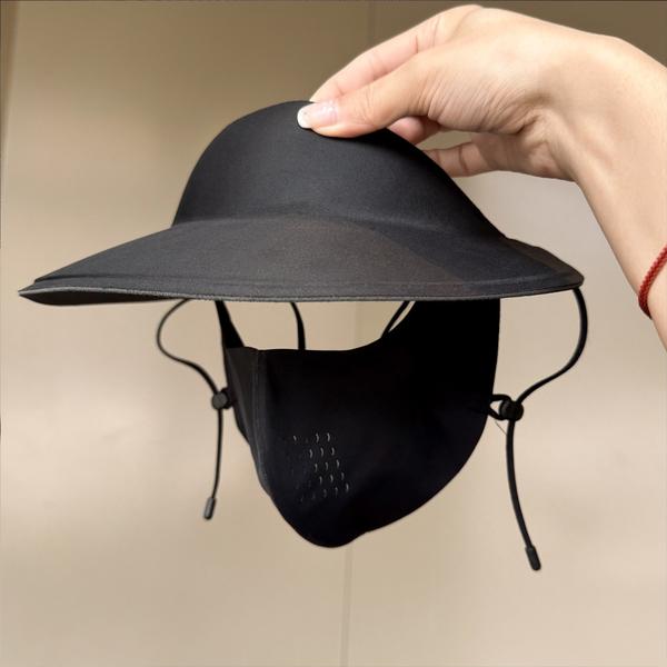 Women Summer Outdoor Full Face UV Sun Protection Mask with Hat Brim Visor Breathable Ice Silk Cooling Cycling Facekini