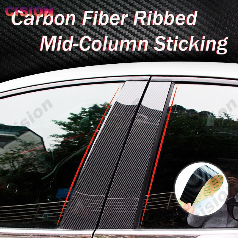 For Subaru XV Crosstrek 2011-2017 Glossy Black Mirror Effect Car Window Door Column B C Pillars Post PC Cover Trim Carbon Fiber