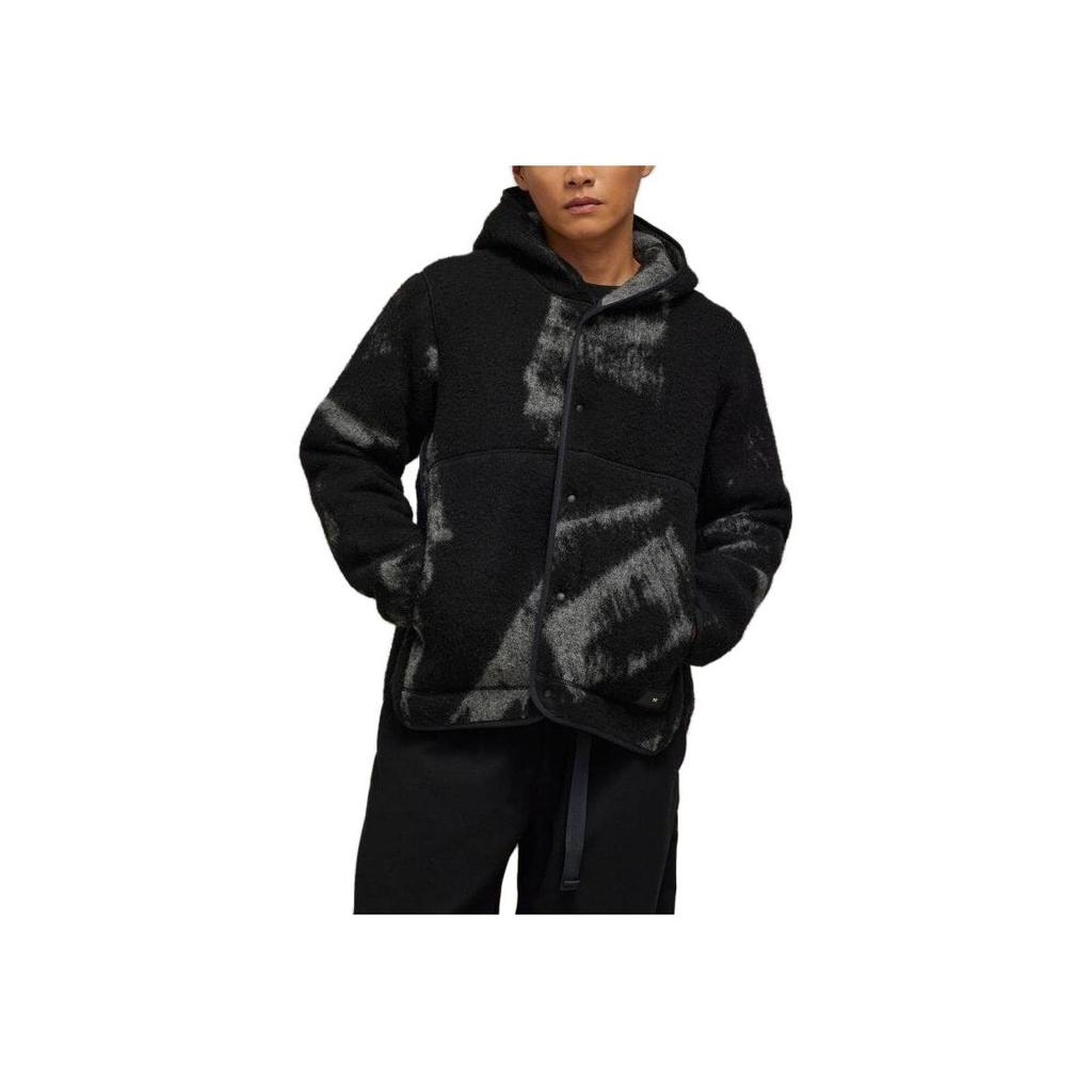 Y-3 Tie-Dye Jacquard Fleece Hooded Long Sleeve Jacket Unisex Jacket Black IL2040