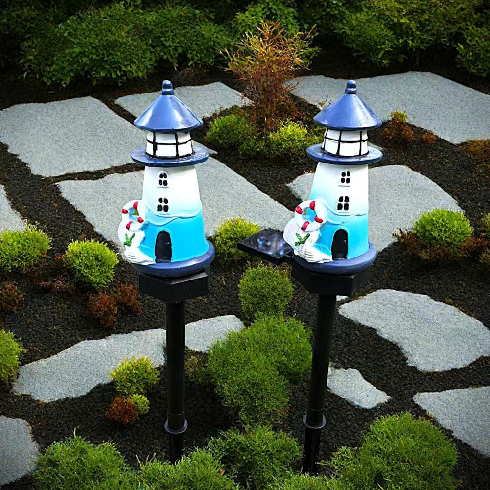 Outdoor Solar Lighthouse Decorative Solar Light Nautical-themed Solar Lighthouse Stake Lights for Outdoor Garden for Halloween