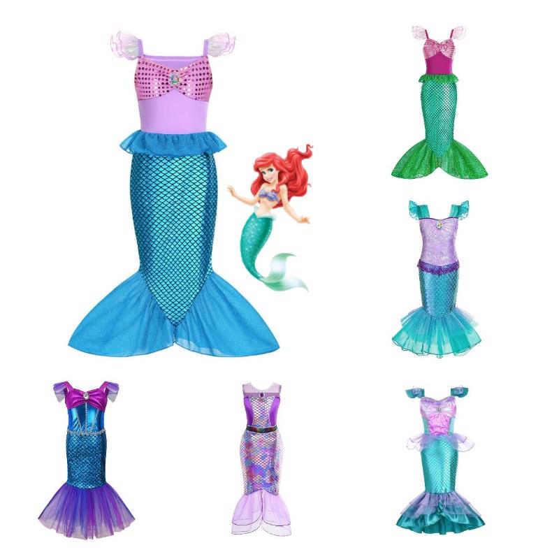 Girl's Little Mermaid Ariel Princess Dress Cosplay Costume For Children Beautiful Mermaid Skirt For Girls' Parties And Performances