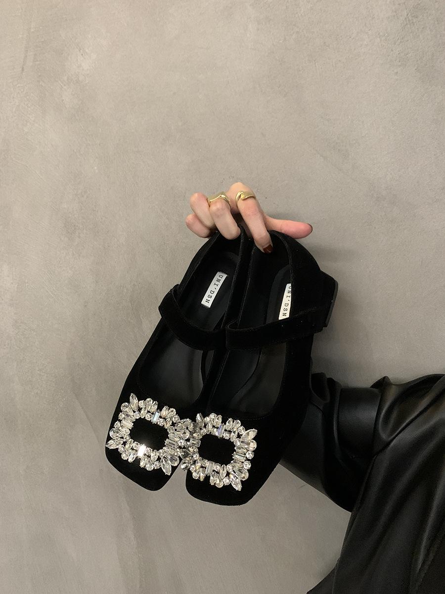 

Туфли «Мэри Джейн» на толстом каблуке в стиле «Французский вечерний бриз» в стиле ретро со стразами в стиле феи, туфли на высоком каблуке для пригородных поездок 40