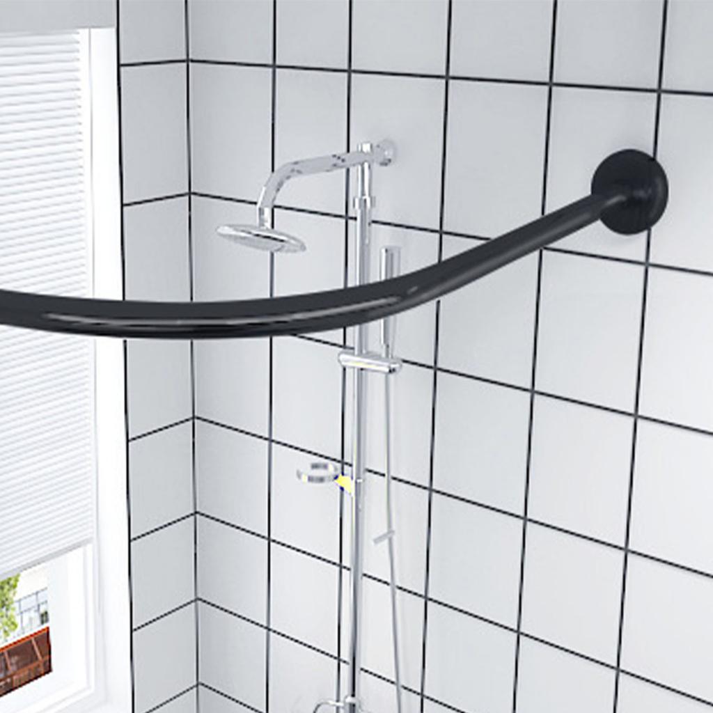 Curved Shower Curtain Rod Extendable Wall Mount Stainless Steel Corner Curtain Rod for Bathroom