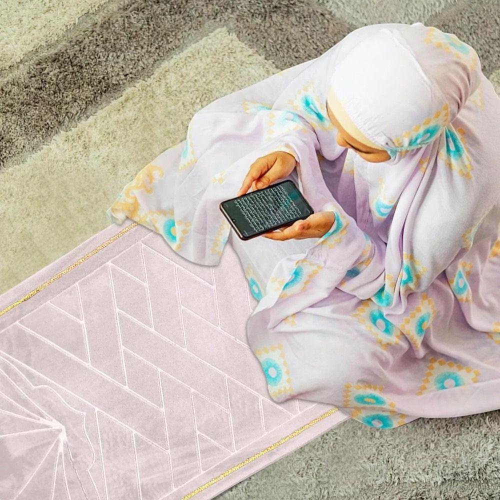 Thickened Prayer Mat Embossing Flannel Carpets High Quality Eid Festival Rugs