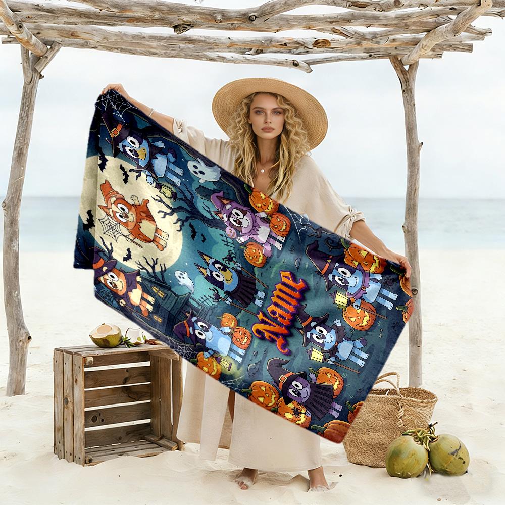 Halloween Friends Costumes Personalized Text Beach Towel High Absorbency & Quick-Dry