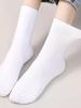 10 pairs of classic black and white women's socks spring and summer solid color thin medium women's socks