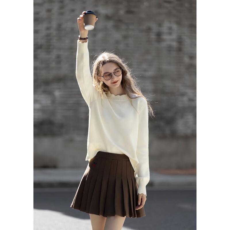 TonLion Women's 2025 Autumn/Winter Mock Neck Solid Knit Pullover