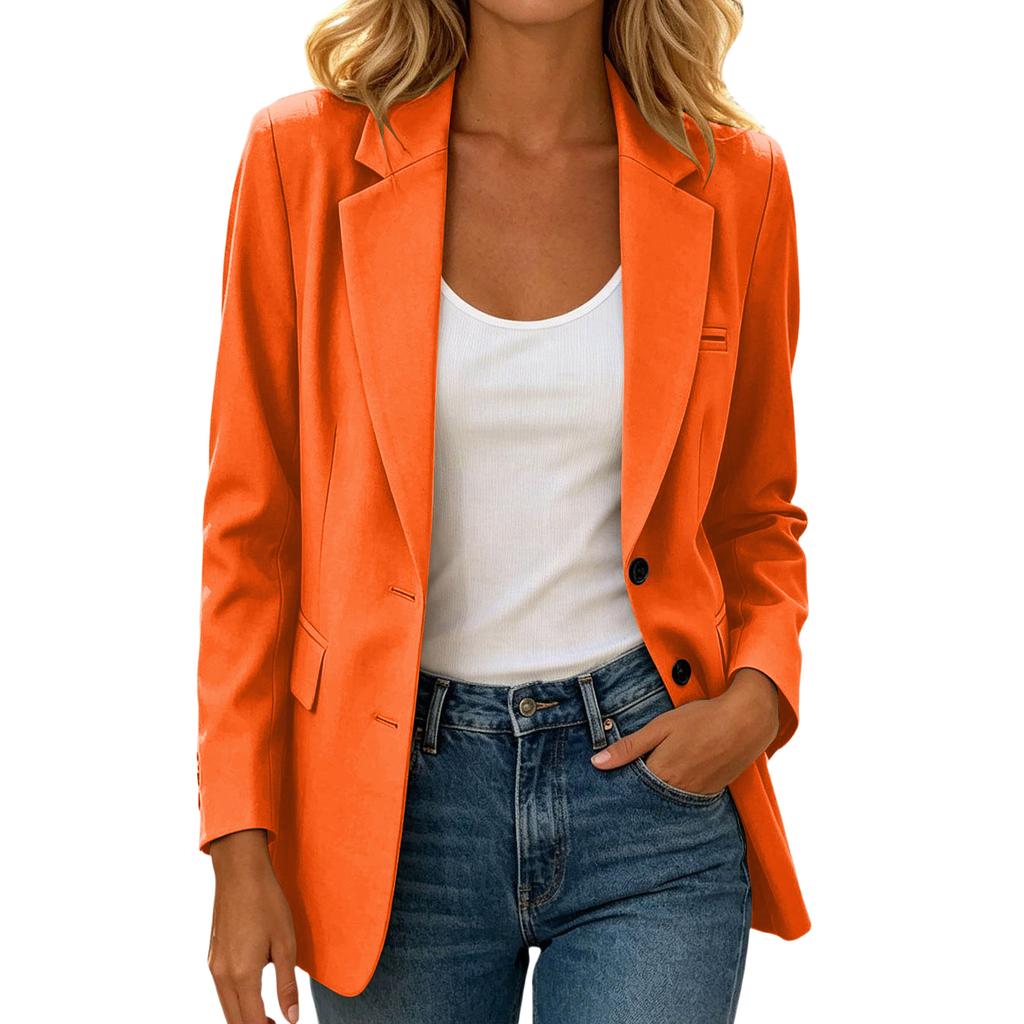 Women's Long Sleeve Button Front Lapel Jacket
