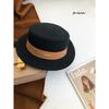 Autumn and Winter White French Woolen Flat Hat Female British Retro Flat Edge Big Head Circumference Versatile Top Hat Flat Hat Male
