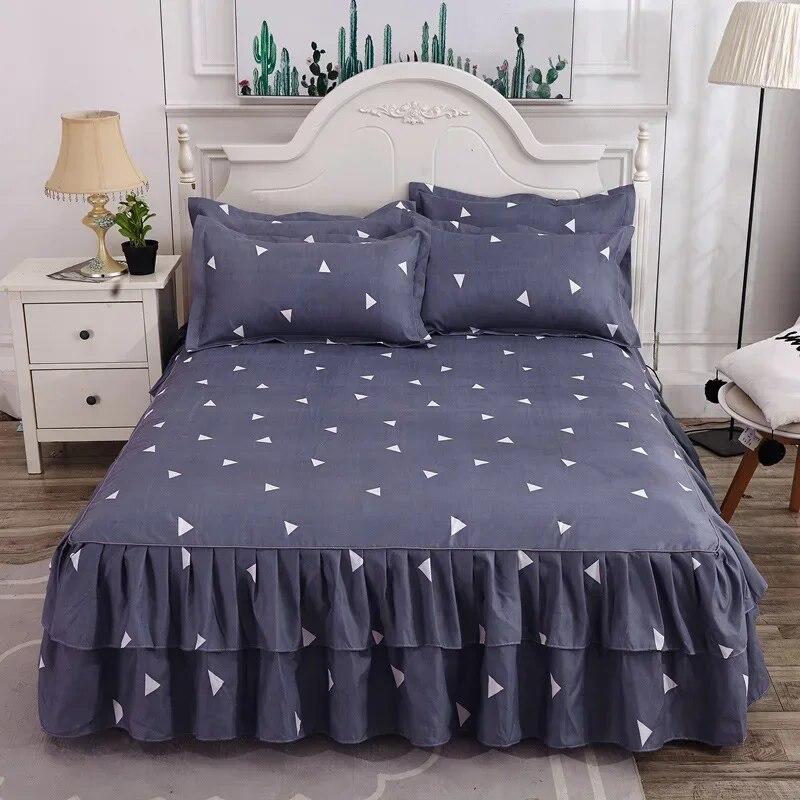 Ruffle Skirt Bedspread Home Textile Printed Bed Skirt Bedroom Coverlets Bedspreads Sheets Dust Cover Bedding 3PCS/Set