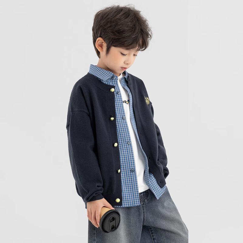 Boys' Academy Style Embroidered Knit Cardigan