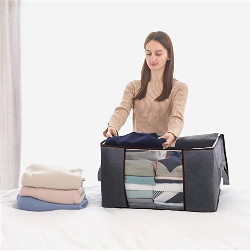 Foldable Closet Organizer Clothing Storage Bags Blankets Storage With Clear Window, Reinforced Handle and Sturdy Zipper