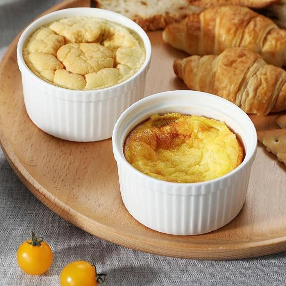 6pcs with Lid Ramekin 8 Oz Pudding Cup Multifunctional Soup Cup  Custard