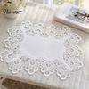 Romantic Simple Design Placemat White Lace Placemat, Foldable Soft Anti-Wrinkle Table Mat, Heat Hollow Mat Resistant Non-Yellowing Durable Dining