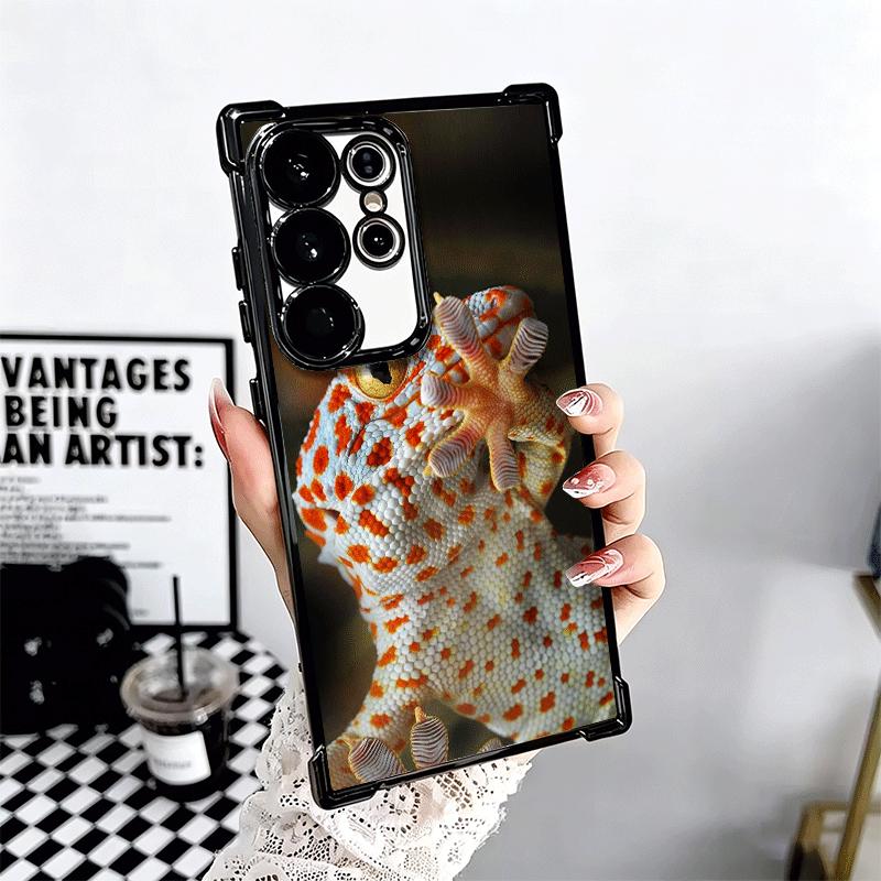 Lizards Geckos Cute Pet Plating Phone Case For Samsung Galaxy S24 S25 FE S26 Edge S23 Ultra S22 S21 Plus S20 Anti-Fall Airabag C