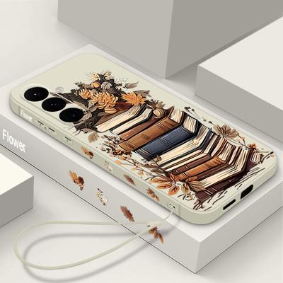 Buchdruck Hülle Für Samsung Galaxy S24 S25 FE S26 S25 S23 S22 Ultra A17 A56 A16 A55 A25 A15 A36 A54 5G Lanyard Weiche Hülle